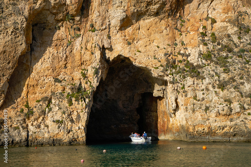 Boat Entering Cave, Inland Sea, Dwejra, Gozo, Malta