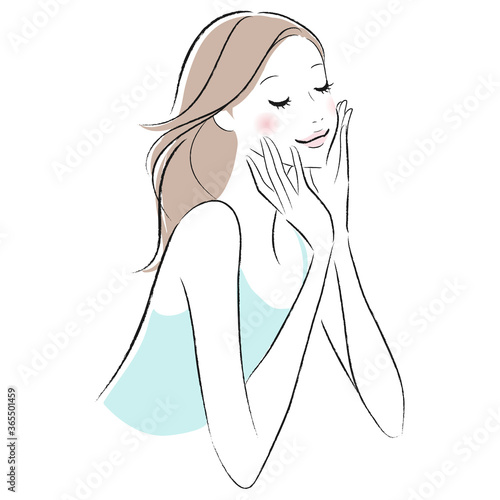 美容のイメージイラスト　ロングヘアの女性