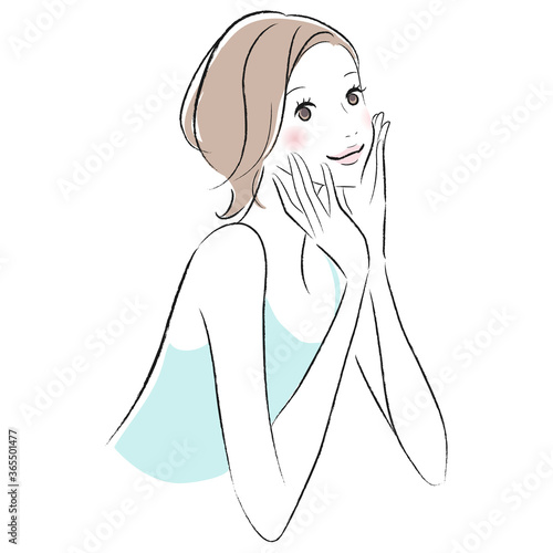 美容のイメージイラスト　ショートヘアの女性