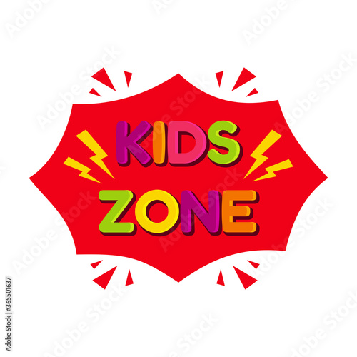 Kids zone vector logo isolated on white background.
