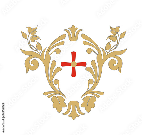 SYMBOLS OF THE CATHOLIC CHURCH, WITH CROSSES DECORATED FOR SACRED DRESSES	