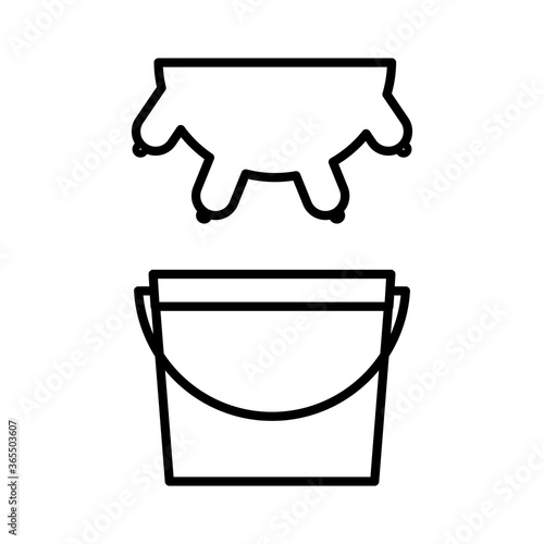 cow udder milk bucket line style icon design, dairy breakfast and food theme Vector illustration