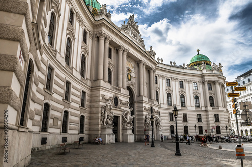 Presidents Residence, Wiener Hofburg, With Fiaker Horses And Coaches In The Inner City Of Vienna In Austria photo