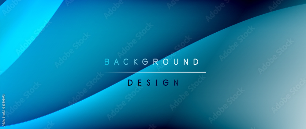 Obraz Fluid gradient waves with shadow lines and glowing light effect, modern flowing motion abstract background for cover, placards, poster, banner or flyer