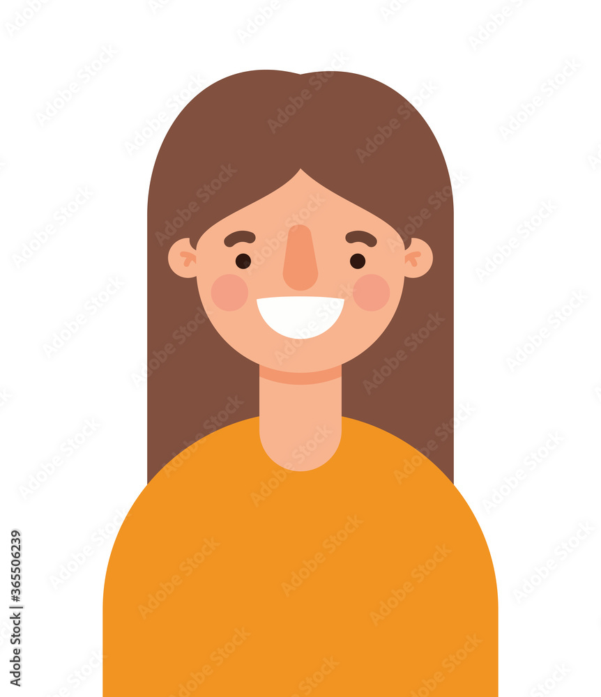 Avatar woman cartoon smiling design, Girl female person people human and social media theme Vector illustration Avatar woman cartoon smiling design, Girl female person people human and social media theme Vector illustration