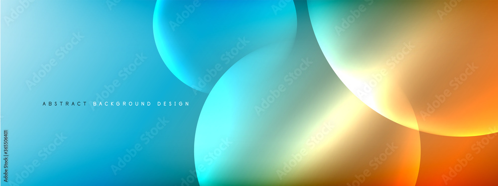 Obraz premium Vector abstract background liquid bubble circles on fluid gradient with shadows and light effects. Shiny design templates for text