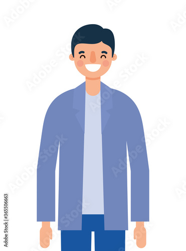 Avatar man cartoon smiling design, Boy male person people human social media and portrait theme Vector illustration