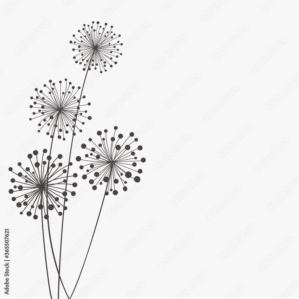 dark silhouette firework of dandelion for pattern, background, wallpaper, texture, label, banner, cover etc. vector design.