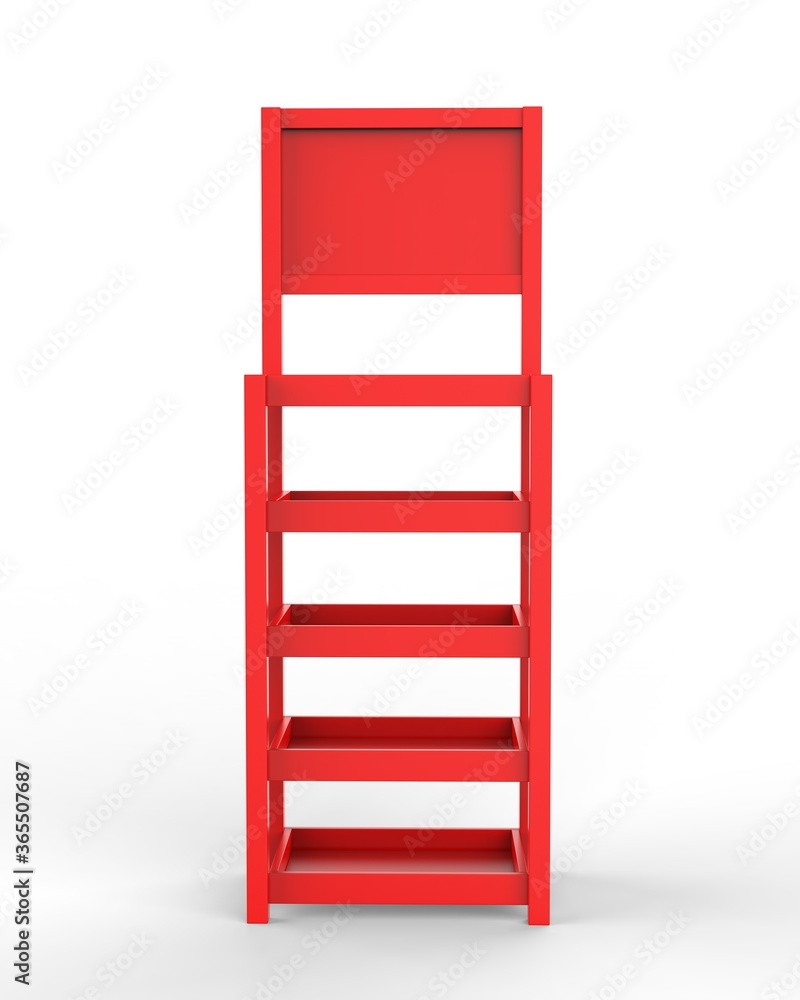 Blank product display self stand mock up, 3d render illustration. Blank product display self stand mock up, 3d render illustration.