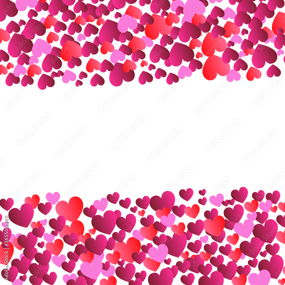 Valentines day background, vector. Red and pink hearts isolated on ...
