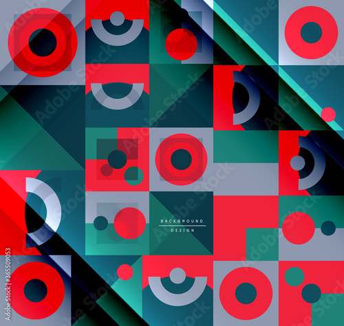 Neo memphis geometric pattern with circles  squares and lines. Pop art abstract background for covers  banners  flyers and posters and other templates