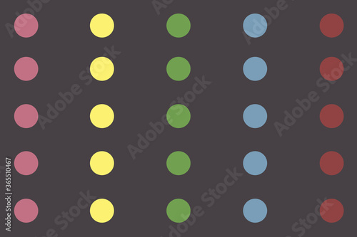 Colorful dots on black background.