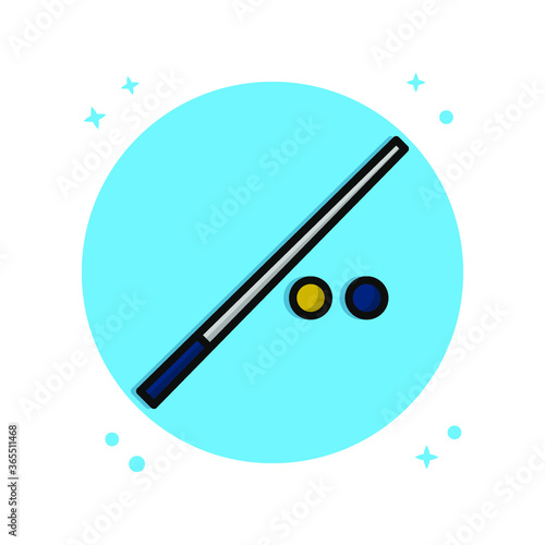 Billiard Stick Symbol Illustration. Game and Hobby Sport Vector Icon Design