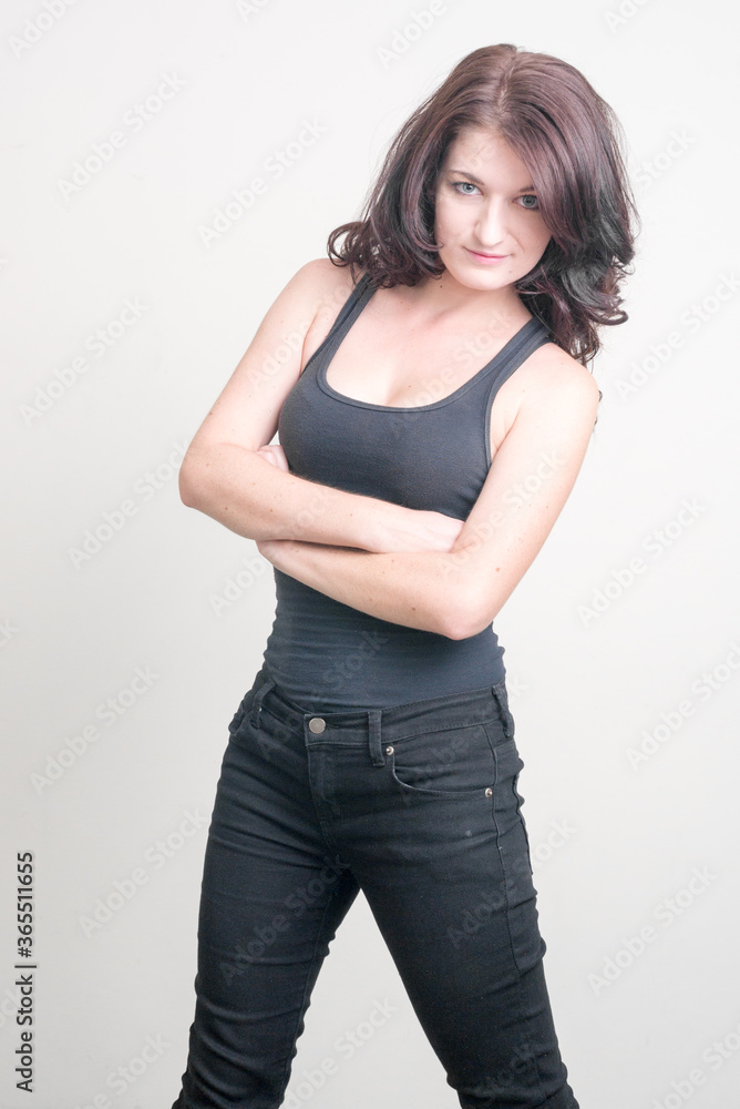 Portrait of young beautiful woman with brown hair