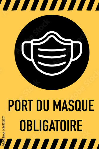 Affiche port du masque obligatoire jaune