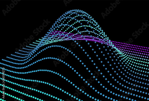 Data slice in the volume function of point data. Three-dimensional flow information. The bulge of the mountain science.