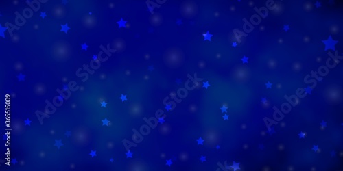 Dark BLUE vector background with small and big stars. Colorful illustration with abstract gradient stars. Design for your business promotion. © Guskova