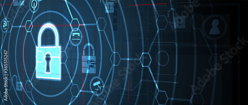 Cybersecurity and information or network protection. Future technology web services for business and internet project