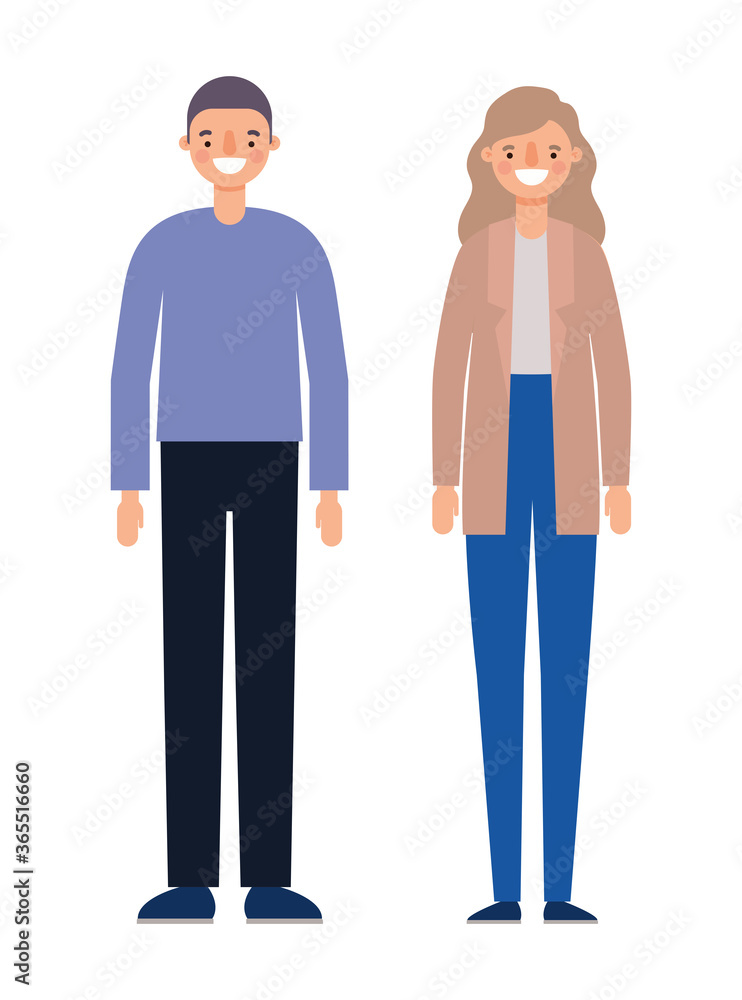 Woman and man cartoons couple smiling design, Person people and human theme Vector illustration Woman and man cartoons couple smiling design, Person people and human theme Vector illustration