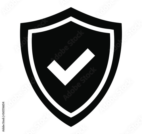 Shield check mark icon. Symbol for computer and mobile security