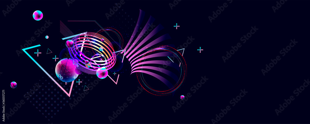 Dark retro futuristic art neon abstraction background cosmos new art 3d starry sky glowing galaxy and planets blue circles Dark retro futuristic art neon abstraction background cosmos new art 3d starry sky glowing galaxy and planets blue circles