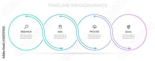 Vector Infographic thin line design with icons and 4 options or steps. Infographics for business concept. Can be used for presentations banner, workflow layout, process diagram, flow chart, info graph