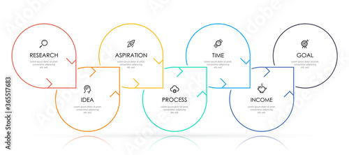 Business Infographic template. Thin line design with icons and 7 options or steps.