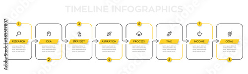 Vector Infographic thin line design with icons and 8 options or steps. Infographics for business concept. Can be used for presentations banner, workflow layout, process diagram, flow chart, info graph
