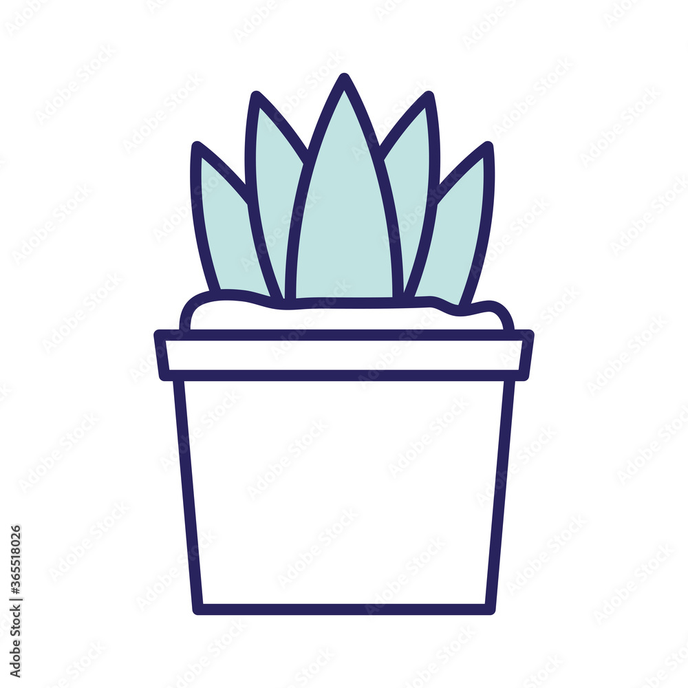 Plant inside pot line and fill style icon design of Floral nature garden ornament botany decoration beauty and flora theme Vector illustration Plant inside pot line and fill style icon design of Floral nature garden ornament botany decoration beauty and flora theme Vector illustration