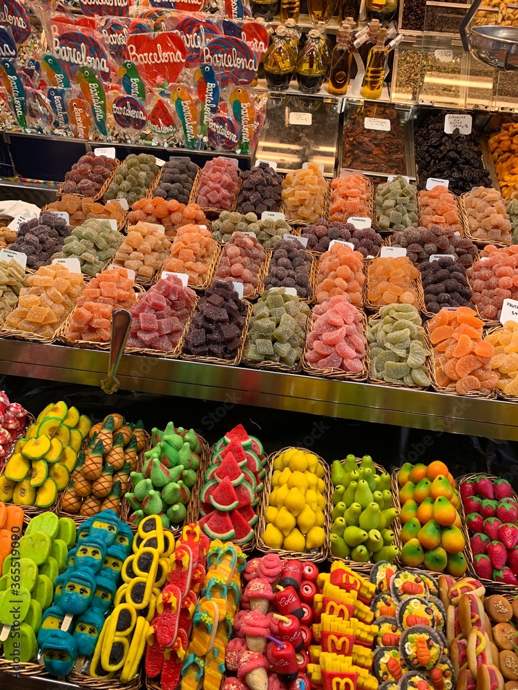 Candy stall at market in spain