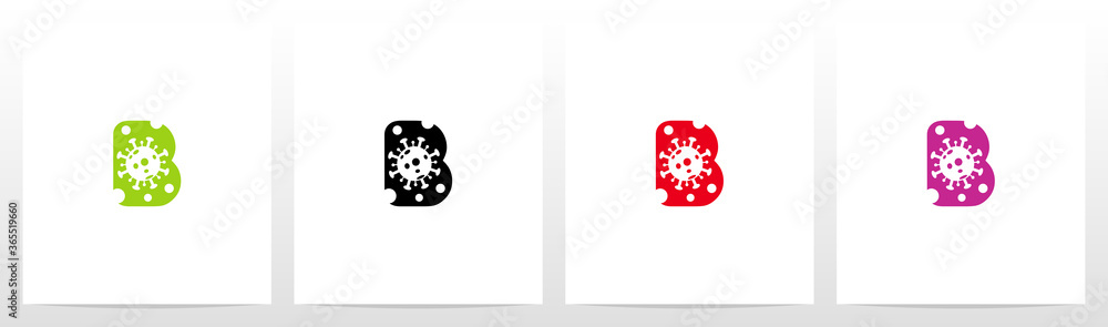 Corona Virus On Letter Logo Design B Corona Virus On Letter Logo Design B