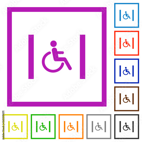Handicapped parking flat framed icons