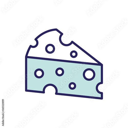 cheese line and fill style icon design, dairy breakfast and food theme Vector illustration