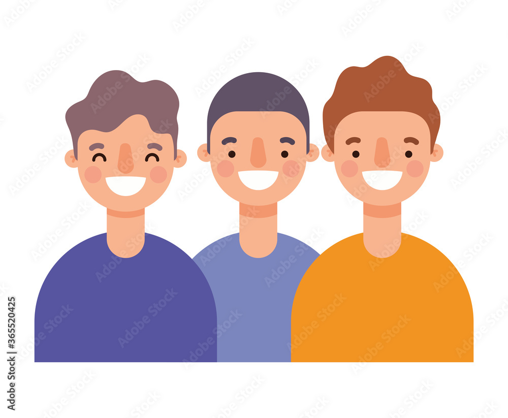 Fototapeta premium Men avatars cartoons smiling design, Man boy male person and people theme Vector illustration