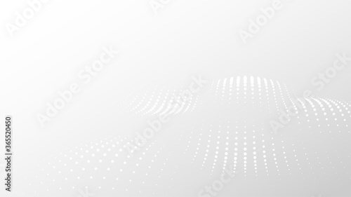 Abstract white background. Grey gradient vector backdrop. 3d surface. Dot structure. Futuristic technology presentation or banner template. Modern tech concept. Geometric wallpaper. Energy flow