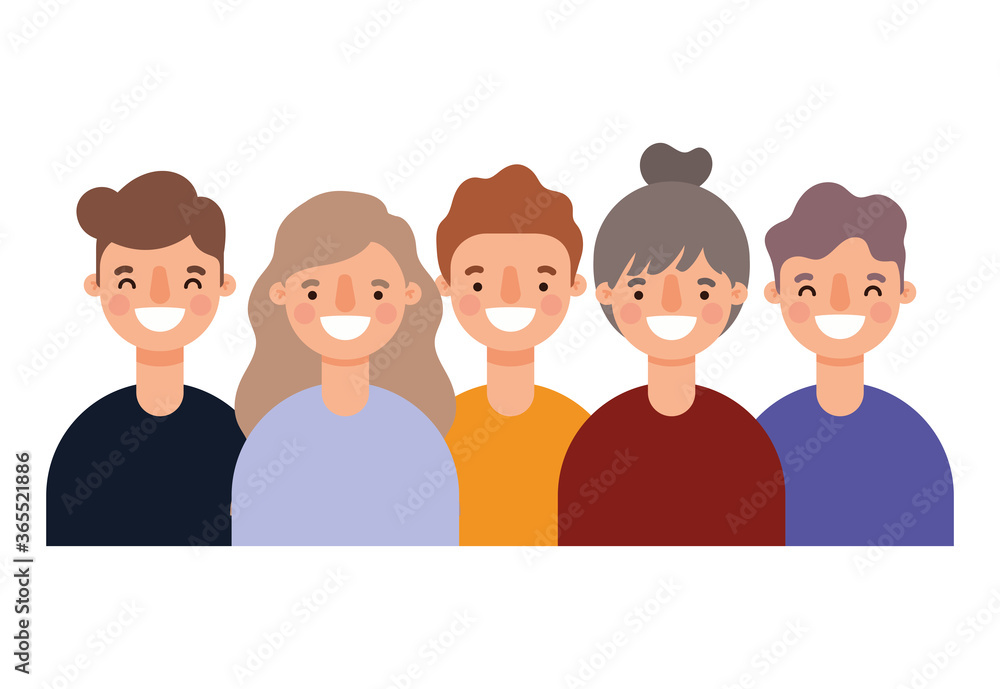 Women and men avatars cartoons smiling design, Person people and human theme Vector illustration Women and men avatars cartoons smiling design, Person people and human theme Vector illustration
