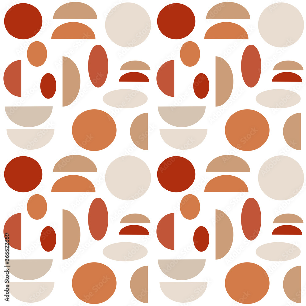 Cute modern terracotta abstract seamless vector pattern background illustration with geometric shapes 