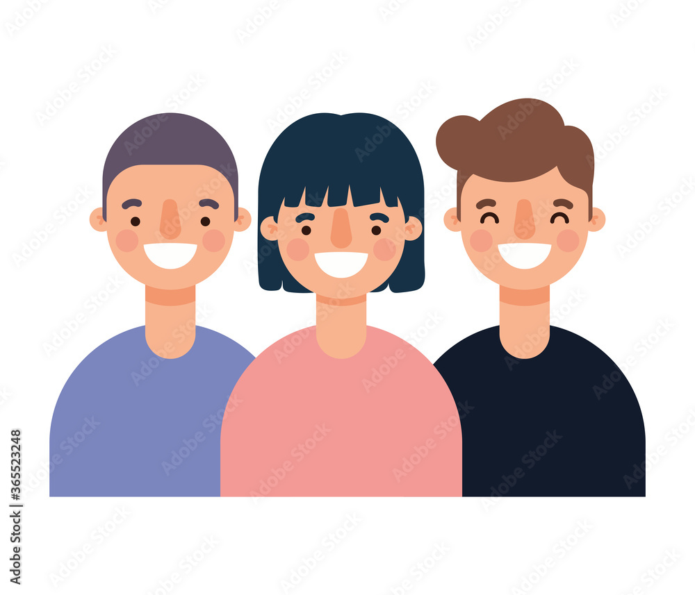 Woman and men avatars cartoons smiling design, Person people and human theme Vector illustration Woman and men avatars cartoons smiling design, Person people and human theme Vector illustration