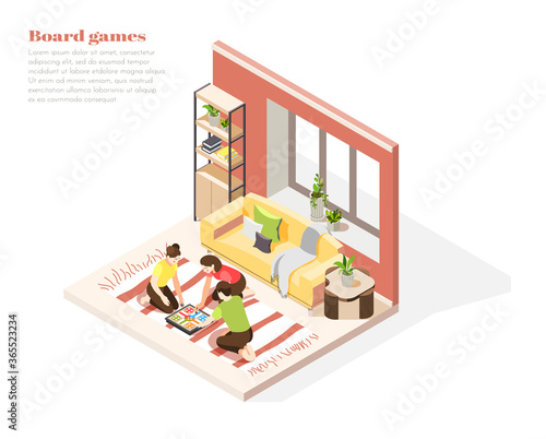 Family Vacation Isometric Composition