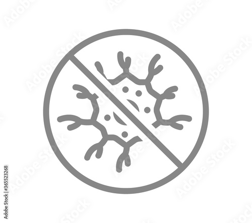 Nerve cell with prohibition sign line icon. Dead neuron, neural atrophy, no sensitivity symbol