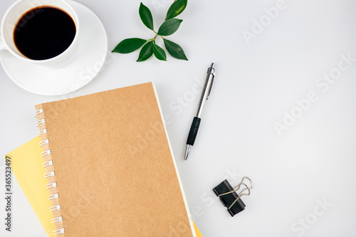 White office desk table.