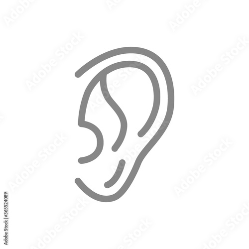 Human ear line icon. Hearing organ symbol