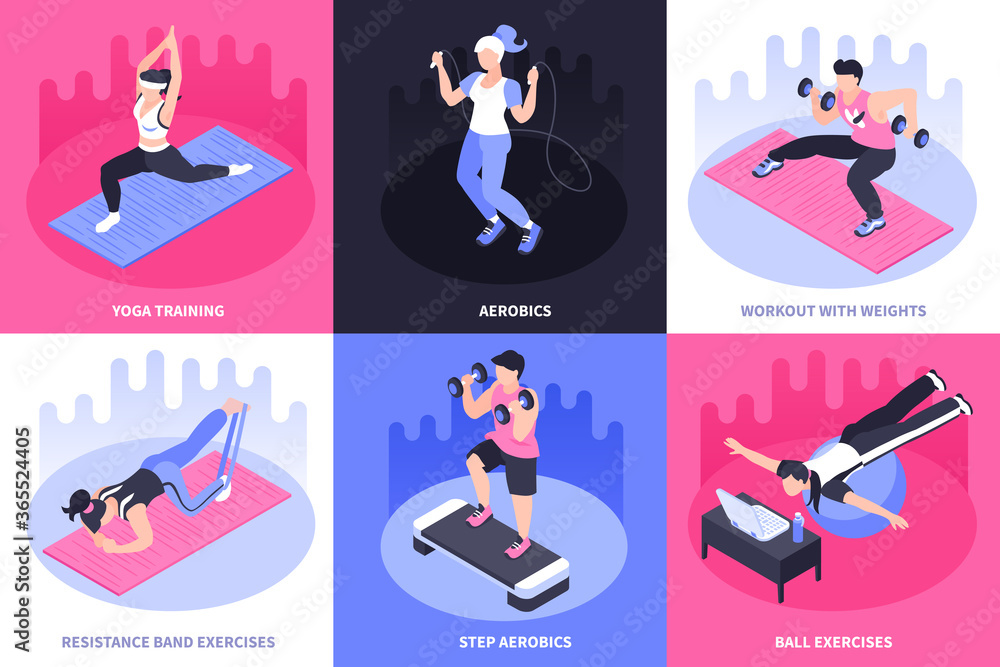 Naklejka premium Isometric Fitness Design Concept