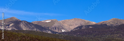 Panorama of Wheeler Peak, the highest in New Mexico, seen from Moreno Valley high in New Mexico’s Sangre de Cristo Mountains