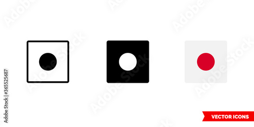 Japan flag icon of 3 types. Isolated vector sign symbol.