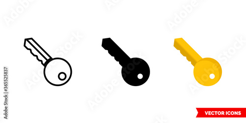 Key icon of 3 types. Isolated vector sign symbol.