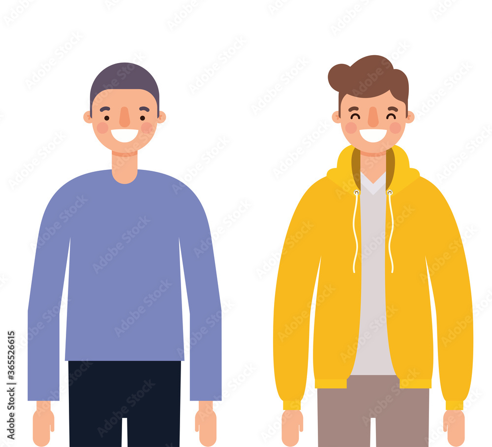 Men avatars cartoons smiling design, Man boy male person and people theme Vector illustration