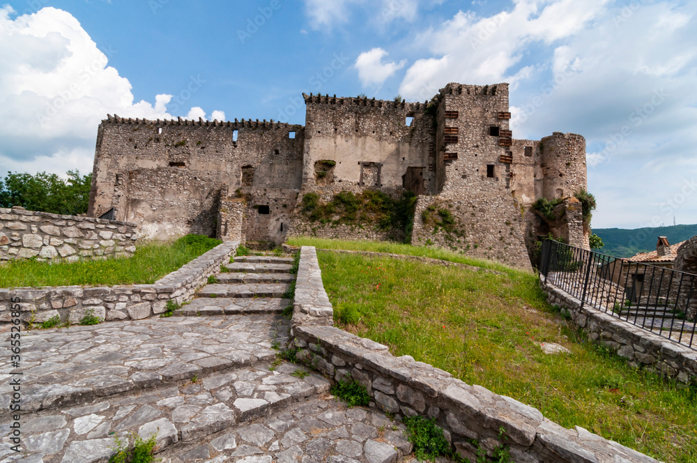 The tower of an ancient medieval castle in Riardo Italy