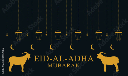 Eid al adha mubarak bakrid festival with goat vector template design.