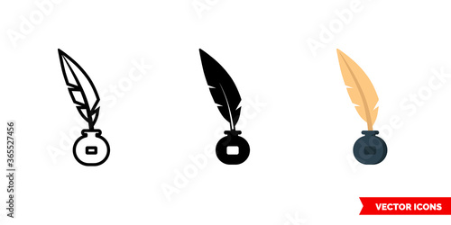 Quill icon of 3 types. Isolated vector sign symbol.
